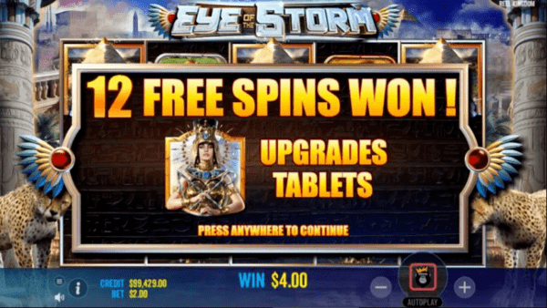 Eye of the storm 12 free spins